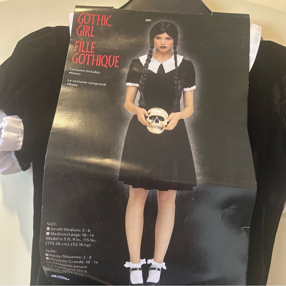Gothic Girl Dress Costume Womens sm 2-8 NWT